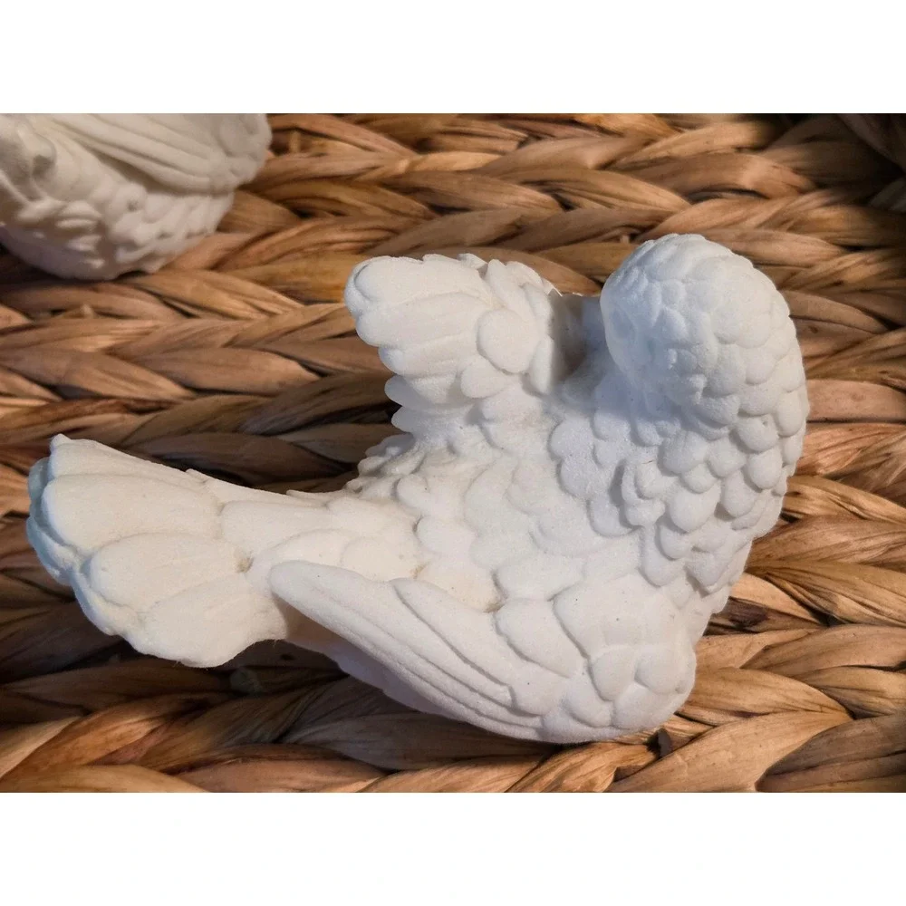 Vintage Alabaster Doves Pair Made in Italy Santini Dove Figurines Set of 2 MCM